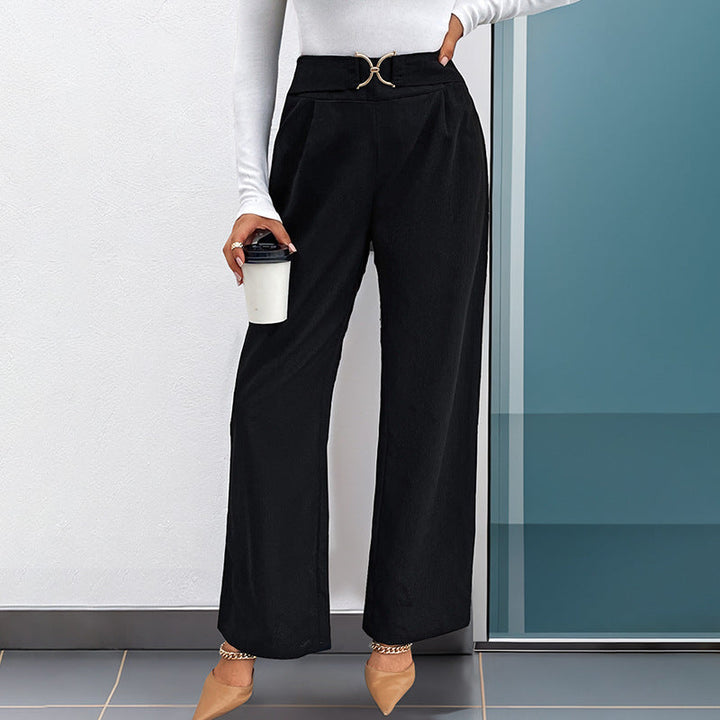 Lune London | Women Elegant High-Waist Pants with Stylish Belt Detail