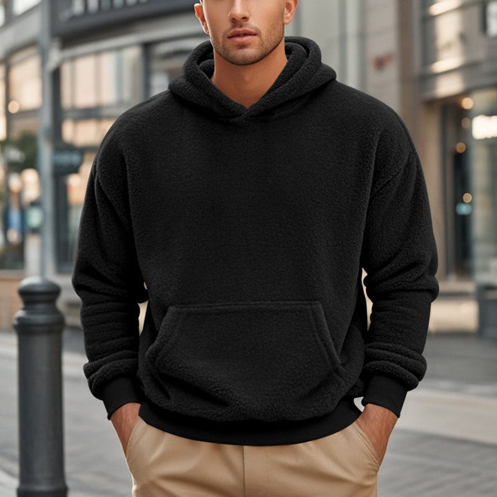 Men's Hoodie Made Of Cozy Teddy Fleece with Kangaroo Pocket and Wide Cuffs Lune London