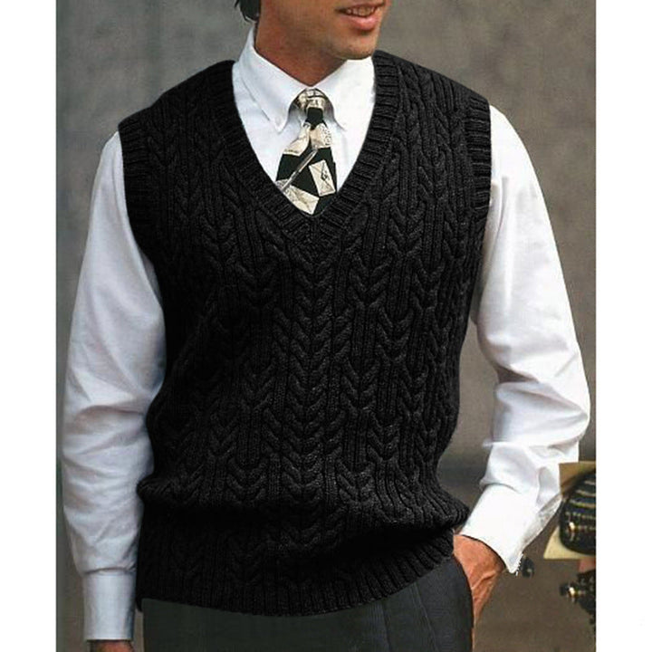 Men's Knit Vest with All-Over Cable Pattern Lune London