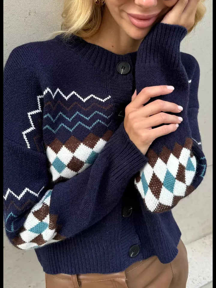 Cardigan pour femmes avec motif de diamant coloré Chic & Stil