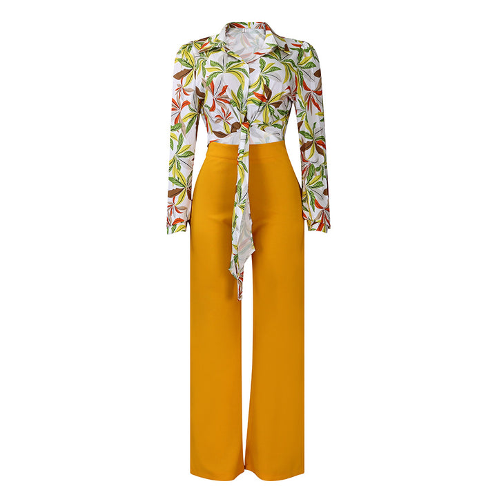 Women's jumpsuit with floral top and wide legs Lune London