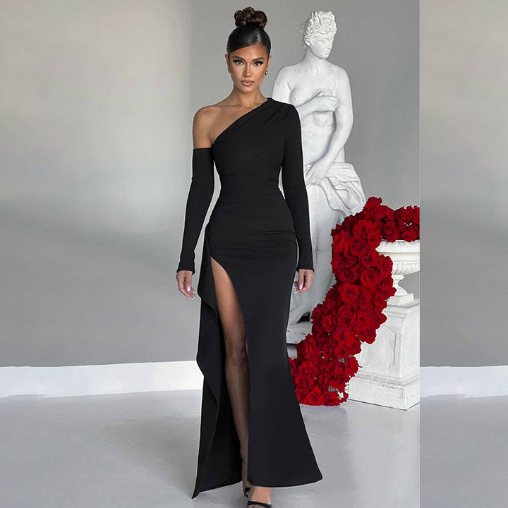 Women Elegant One-Shoulder Evening Dress Lune London