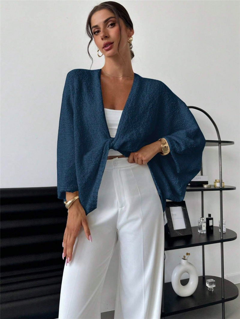 Casual roll-up jacket for women with large sleeves and textured fabric Lune London