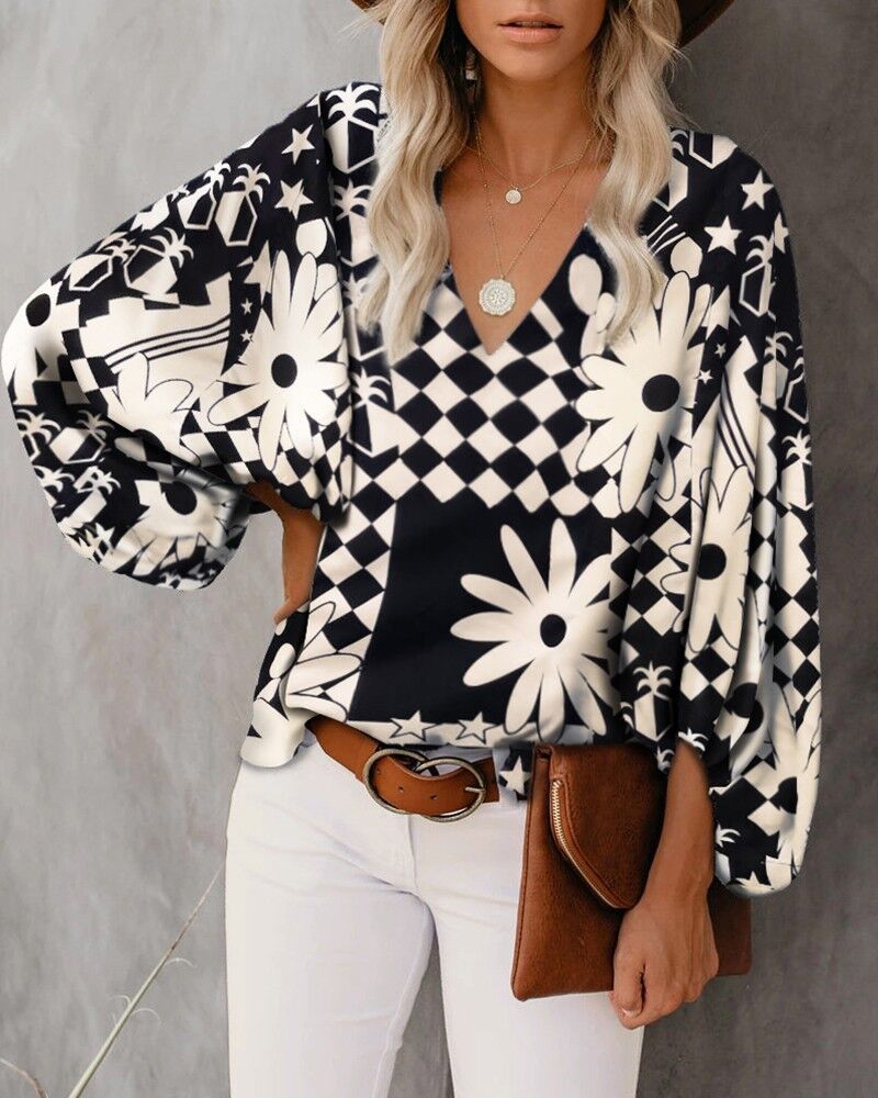 Women Elegant Blouse Cut with Leopard Pattern and Flounce Sleeves Lune London