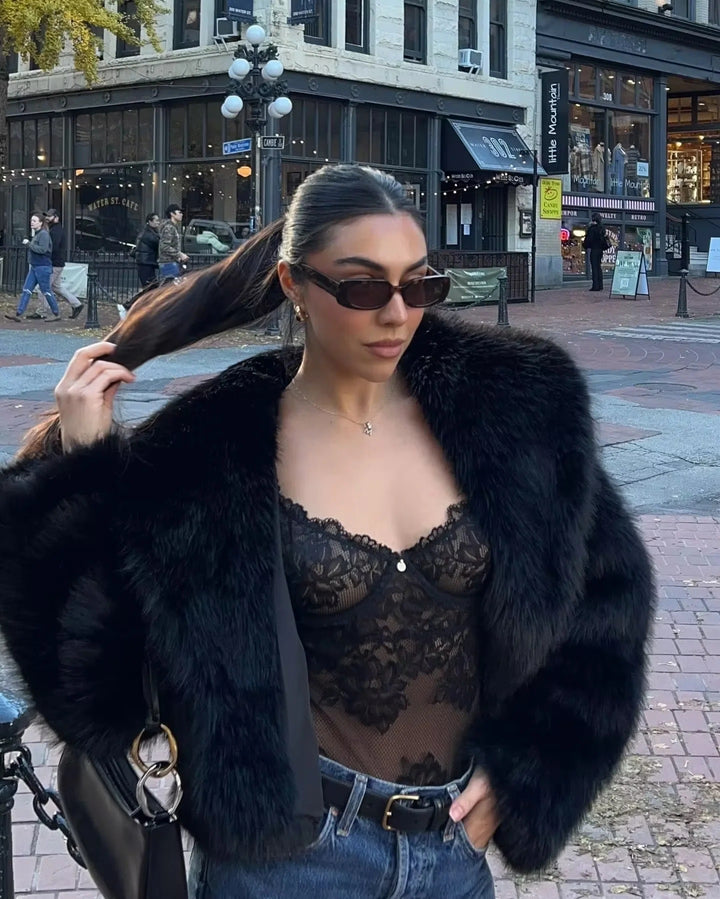 Ladies Oversized Faux Fur Jacket Lune London