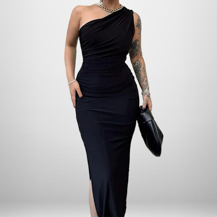 Robe enveloppante élégante pour femme avec design asymétrique et fente haute Chic & Stil