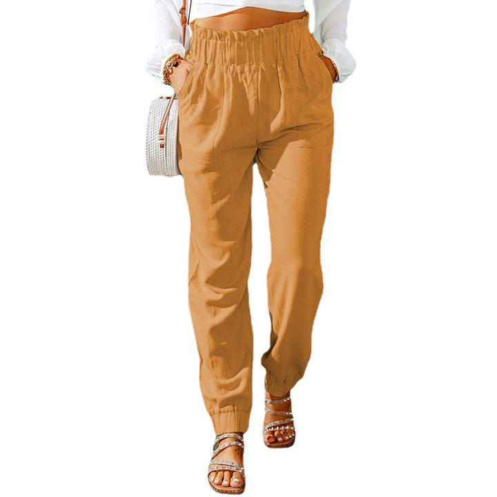 Casual fabric pants for women with elastic waistband and side pockets Lune London