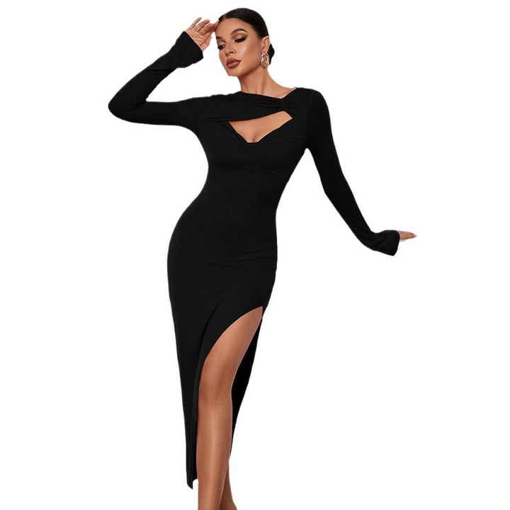 Ladies Elegant Cut-Out Dress High Slit Lune London