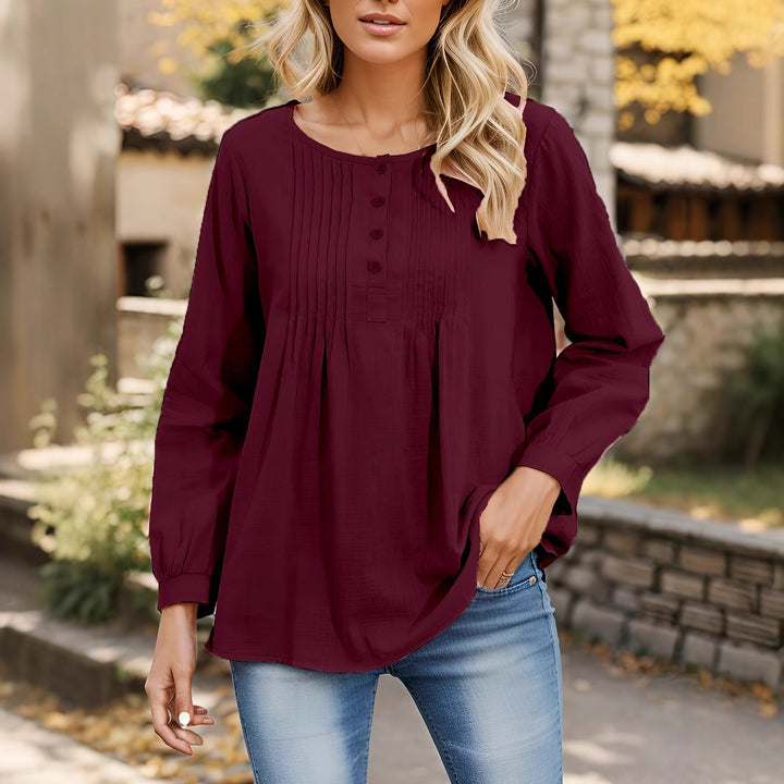 Women's blouse with pleats and button placket Lune London