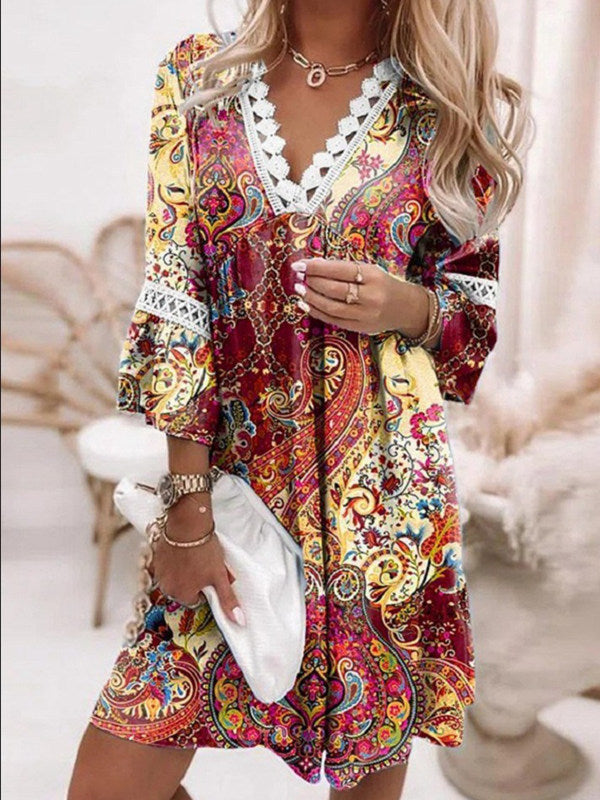 Casual dress for women with V-neck and ruffle details Lune London