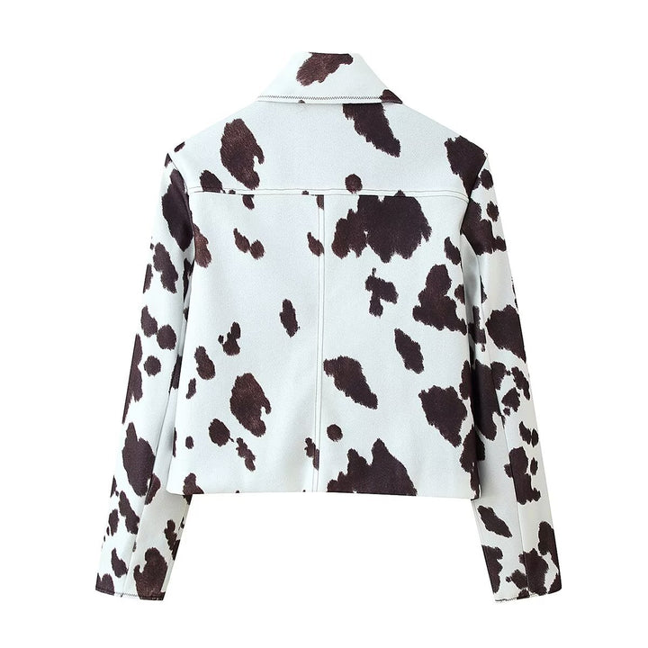 Fashion jacket for ladies with a creative cow pattern Lune London