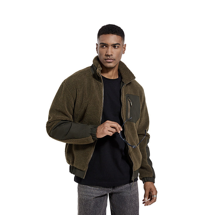 Fleece jacket for men with high collar and side zip pockets Lune London