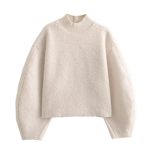 Chunky knit sweater for women with high collar Lune London
