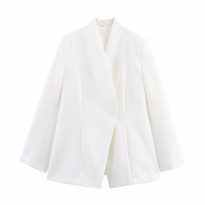 Women Elegant Blazer Jacket with Asymmetrical Cut and Chic Modern Details