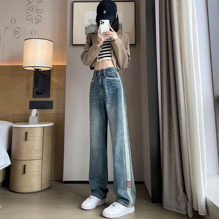 Jeans larges pour femmes avec des rayures latérales Chic & Stil