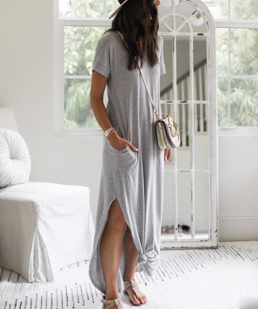 Robe maxi femme avec fentes latérales et coupe décontractée Chic & Stil
