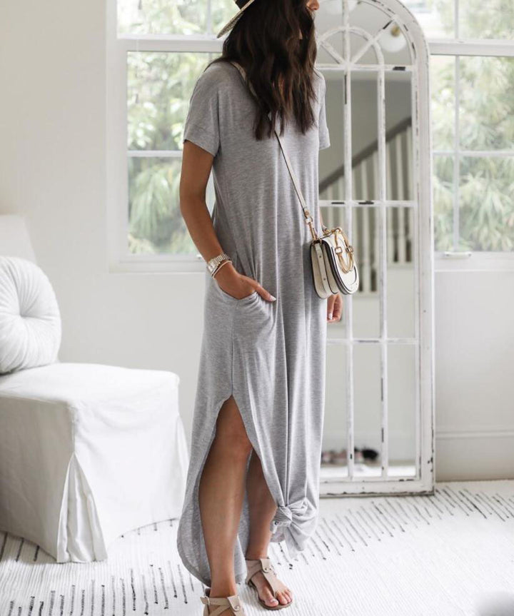 Robe maxi femme avec fentes latérales et coupe décontractée Chic & Stil