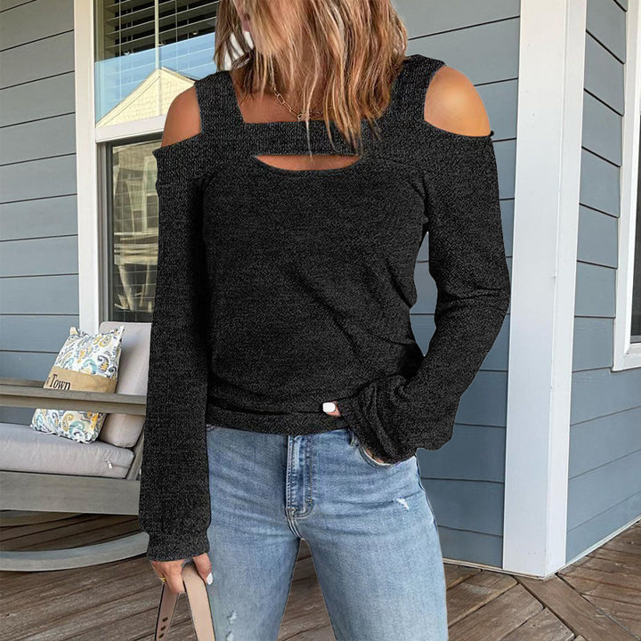 Lune London trendy women's long sleeve top with cut-out details and off-shoulder design