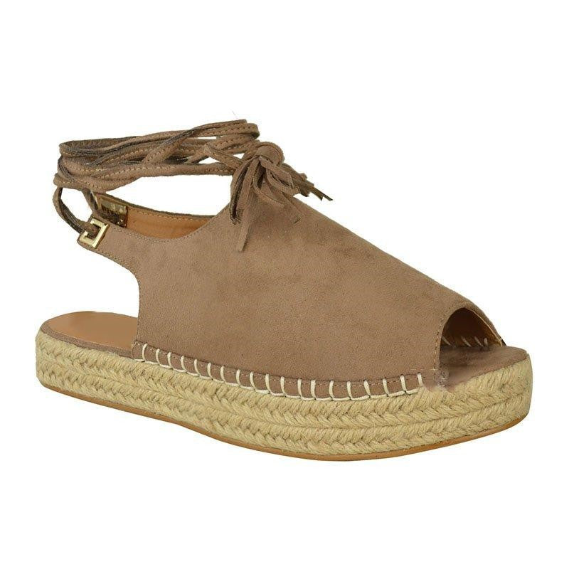 Elegant ladies espadrilles with woven jute sole and laces Lune London