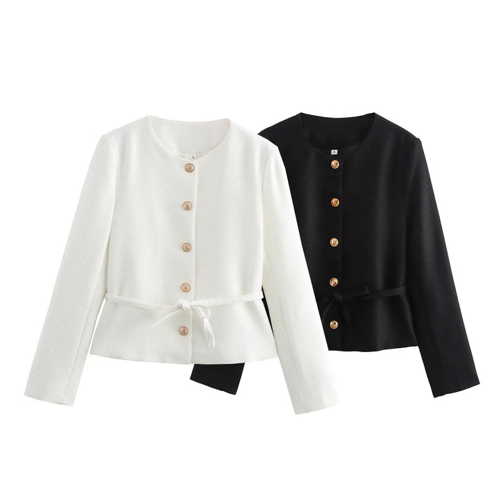 Stylish transitional jacket for women with button details and drawstring Lune London