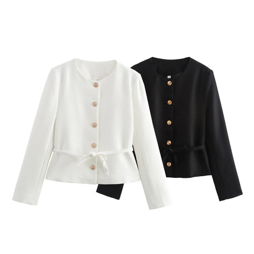 Stylish transitional jacket for women with button details and drawstring Lune London