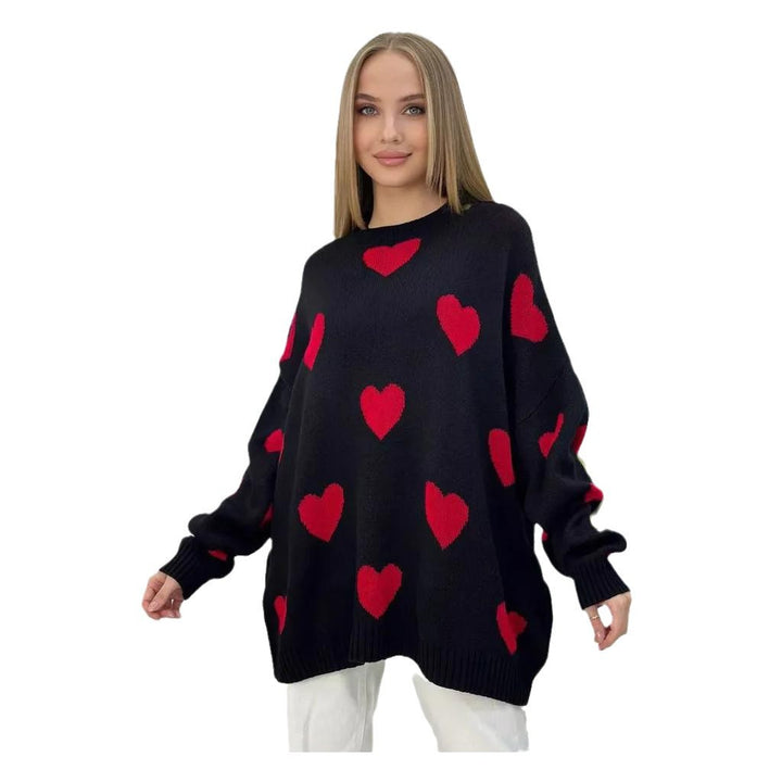 Chunky knit sweater for women with trendy heart pattern and comfortable fit Lune London