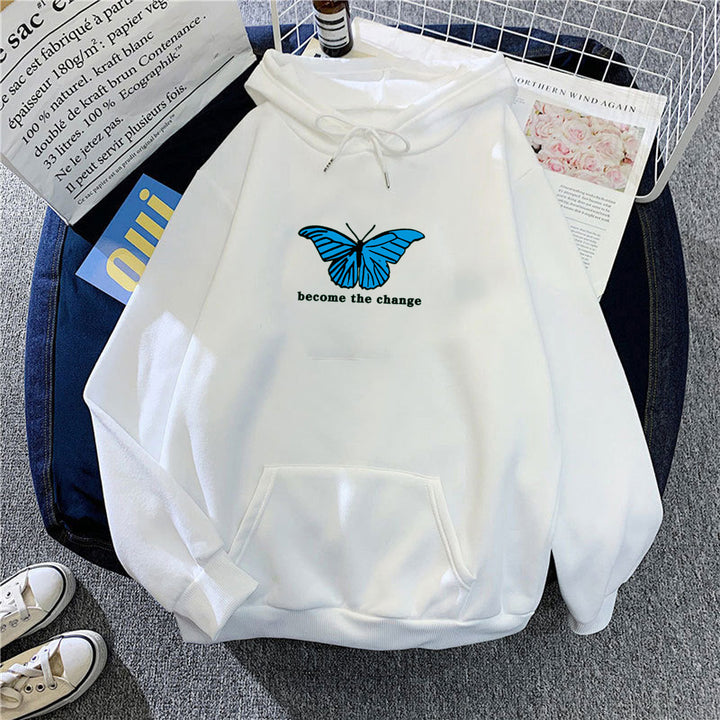 Women's hoodie with modern butterfly motif and inspiring inscription Chic & Stil