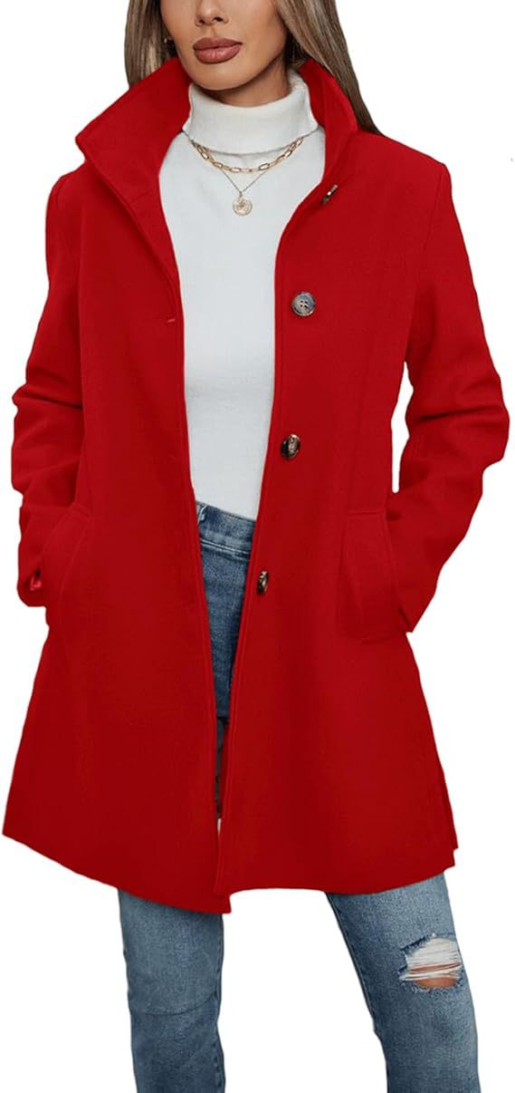 Ladies Elegant wool coat with high collar and practical pockets Lune London