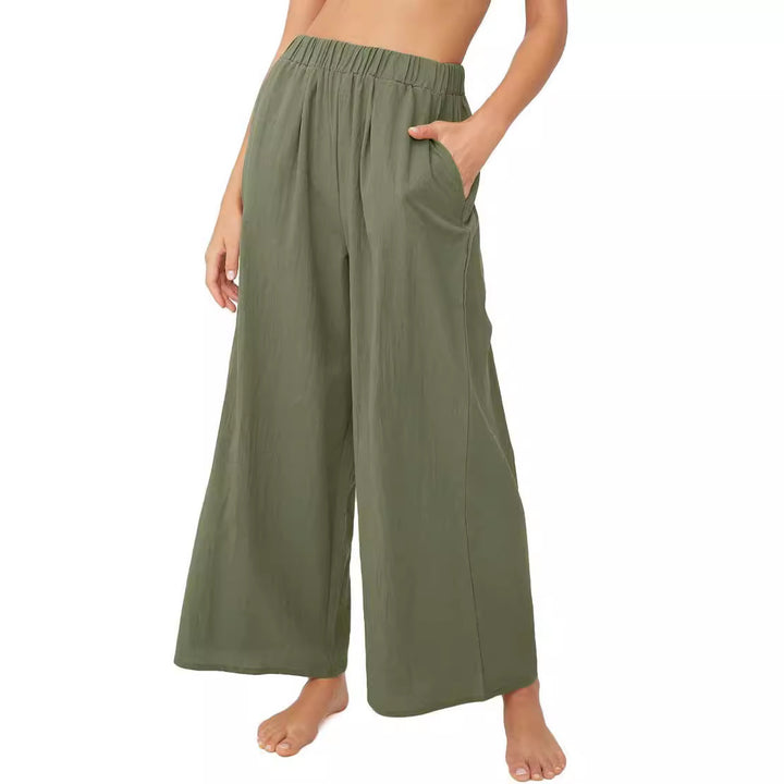 Summer pants for women, loose-fitting, with elastic waist and practical side pockets Chic and Style