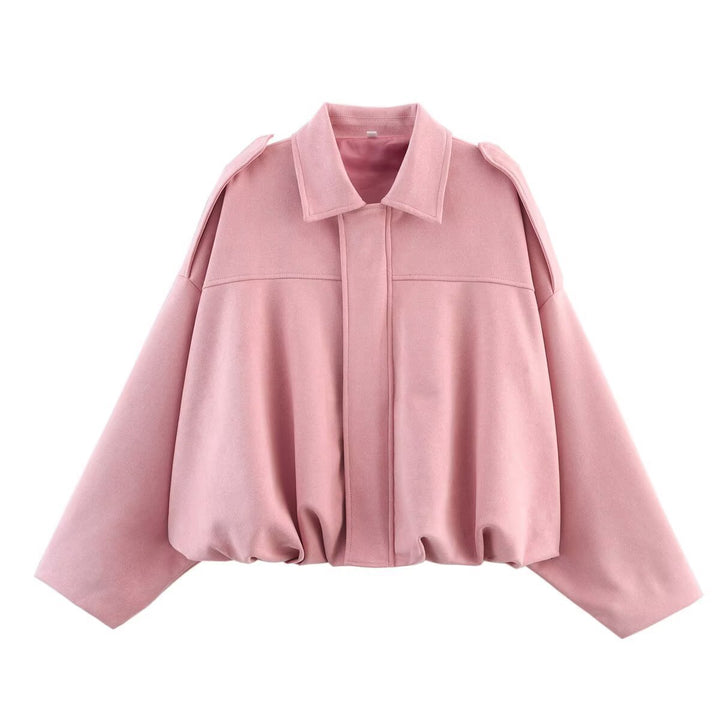 Ladies oversized fashionable jacket with textured design and practical details Lune London