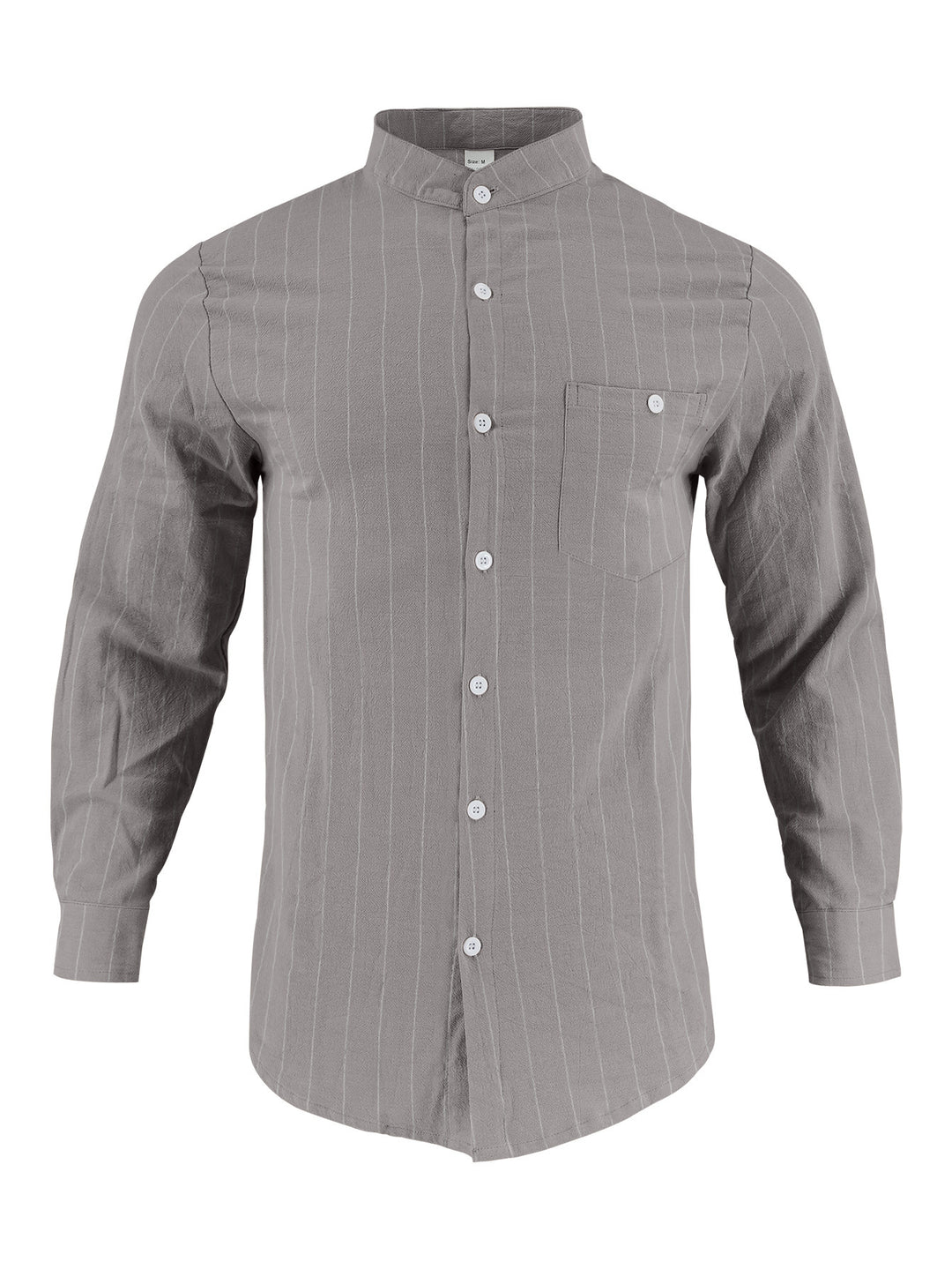 Men's long sleeve shirt with modern stand-up collar and fine striped pattern Lune London