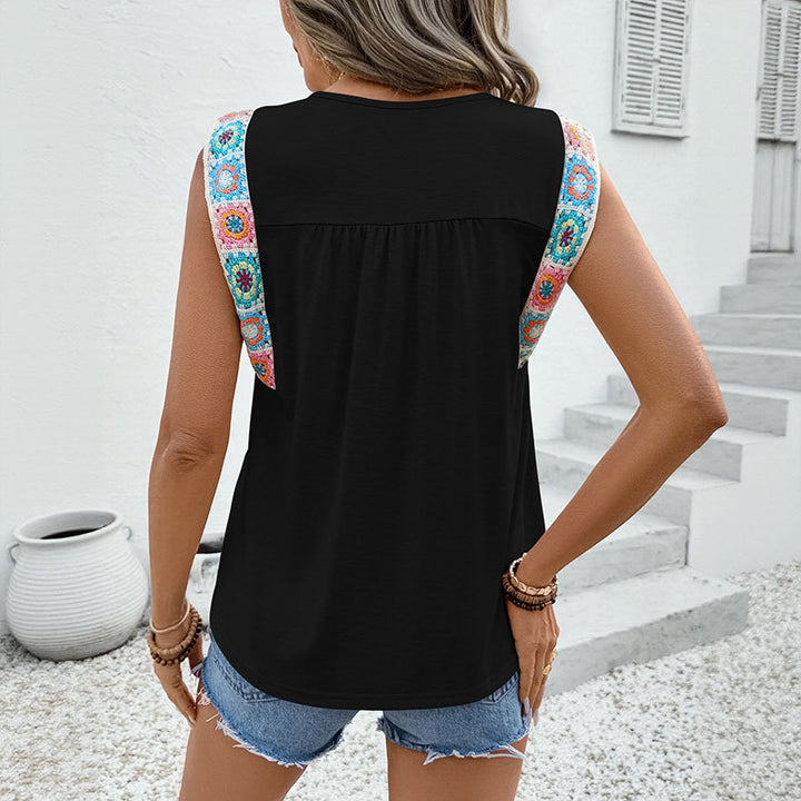Sleeveless tank top for women with colorful crochet straps and a relaxed fit Lune London
