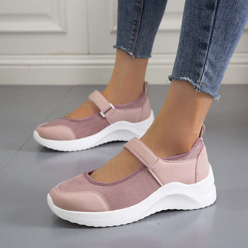 Comfortable lace-up shoes for ladies with velcro closure and breathable mesh surface Lune London