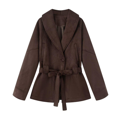 Elegant jacket for women with a belt at the waist and modern collar Lune London