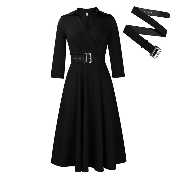 Wrap dress for women with a fitted belt and flared skirt Lune London