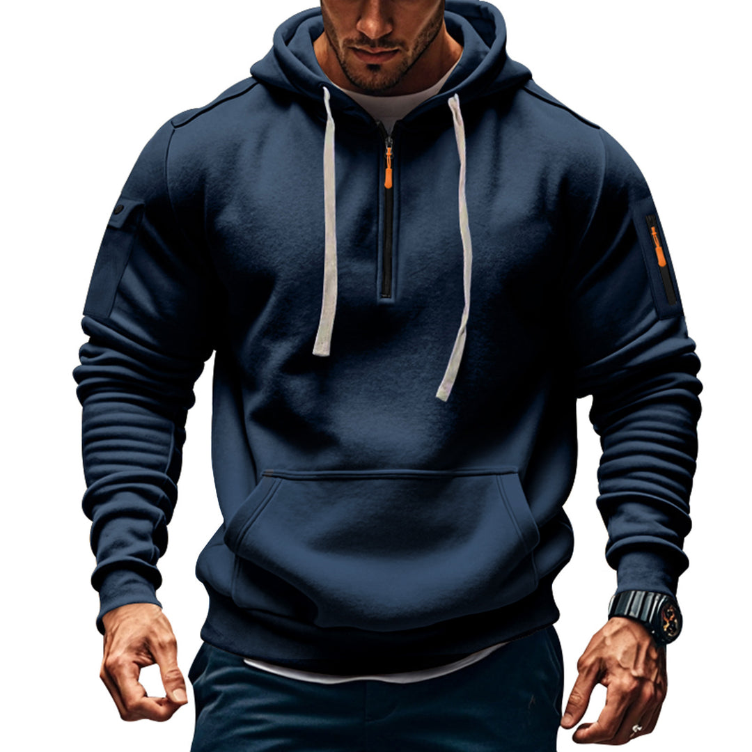 Men's functional hoodie with half-zip and practical pockets Lune London