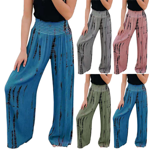 Wide palazzo pants for women with elastic waist and trendy print Lune London
