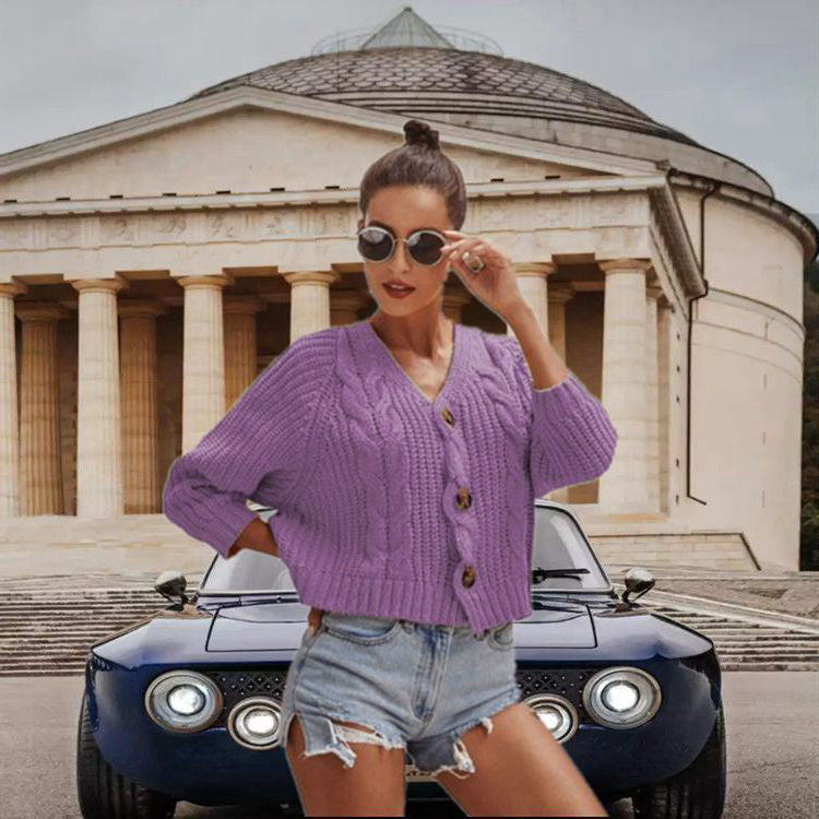 Thick knitted jacket for women with modern button details and a relaxed fit Lune London
