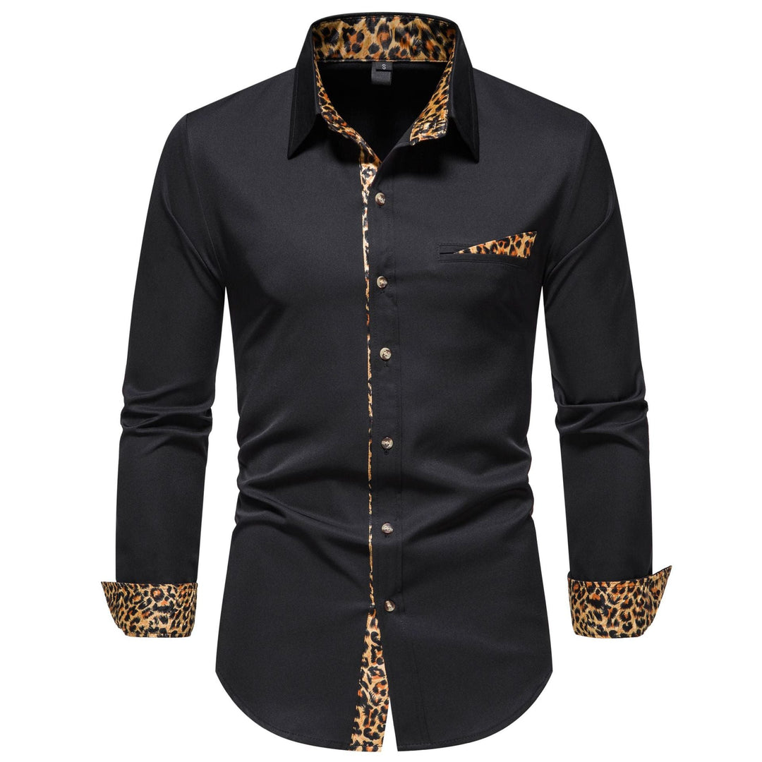 Men's Elegant Long-Sleeve Shirt with Leopard Pattern Lune London