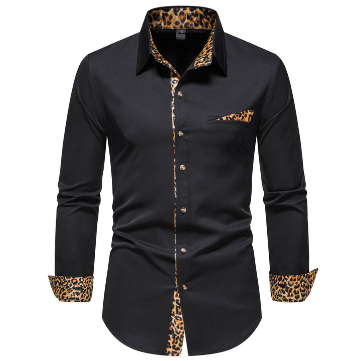 Men's Elegant Long-Sleeve Shirt with Leopard Pattern Lune London
