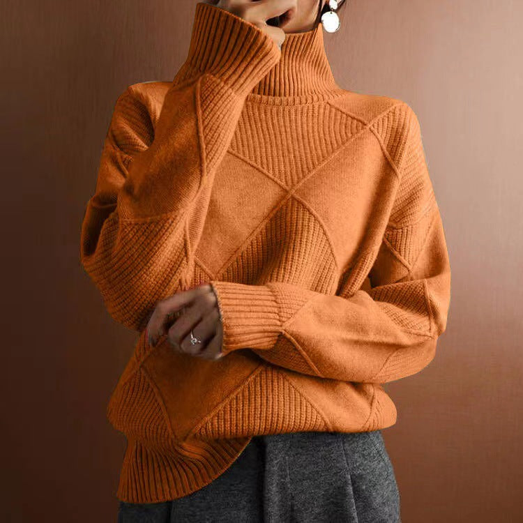 Oversized sweater for women with high collar and structured design Lune London