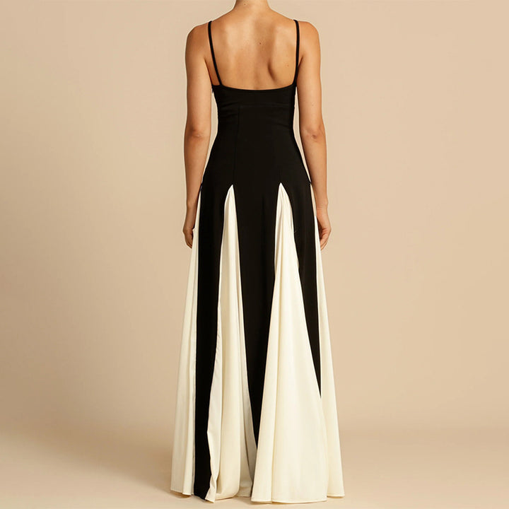 Ladies Elegant Maxi Dress with Deep V Neck and Chic Side Drapes