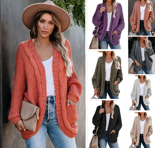 Thick knit jacket for women with casual fit and deep pockets Lune London