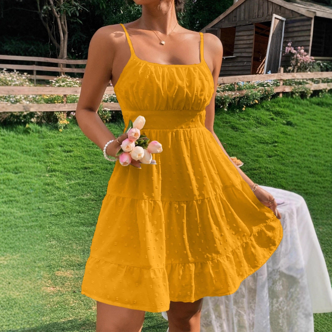 Summer dress for women with ruffles and adjustable spaghetti straps Lune London