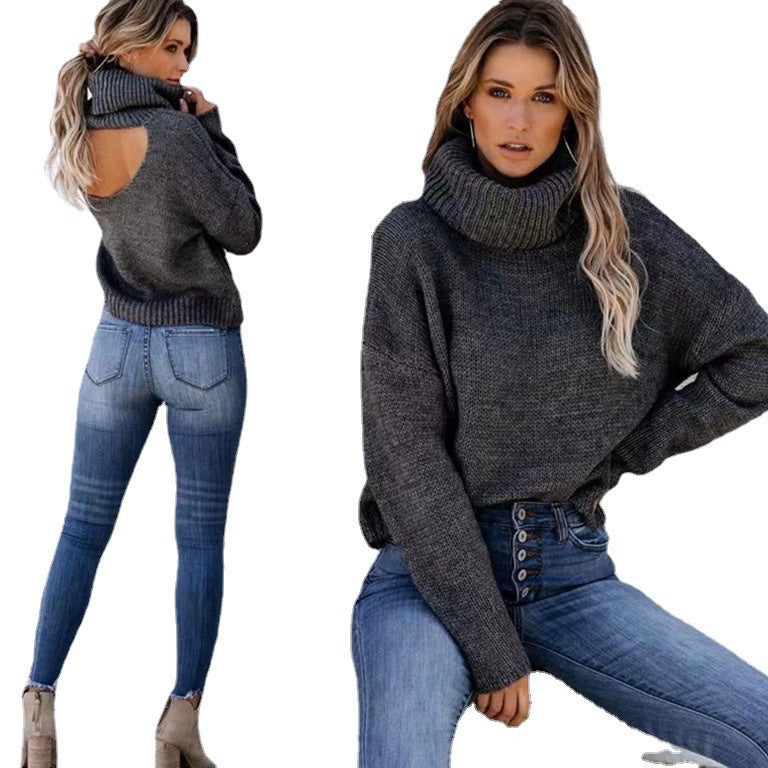 Knitted women's sweater with turtleneck and relaxed fit Lune London