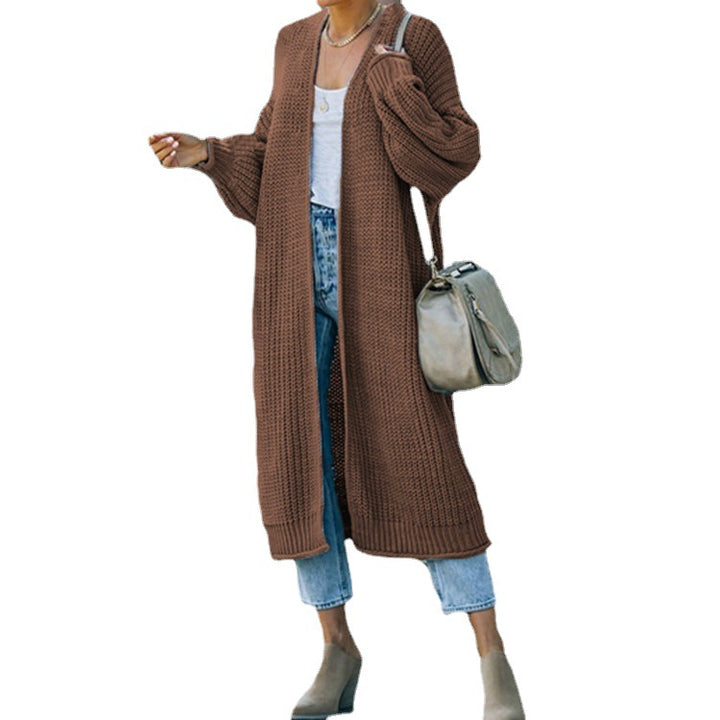 Long knit coat for women with open front and relaxed fit Lune London