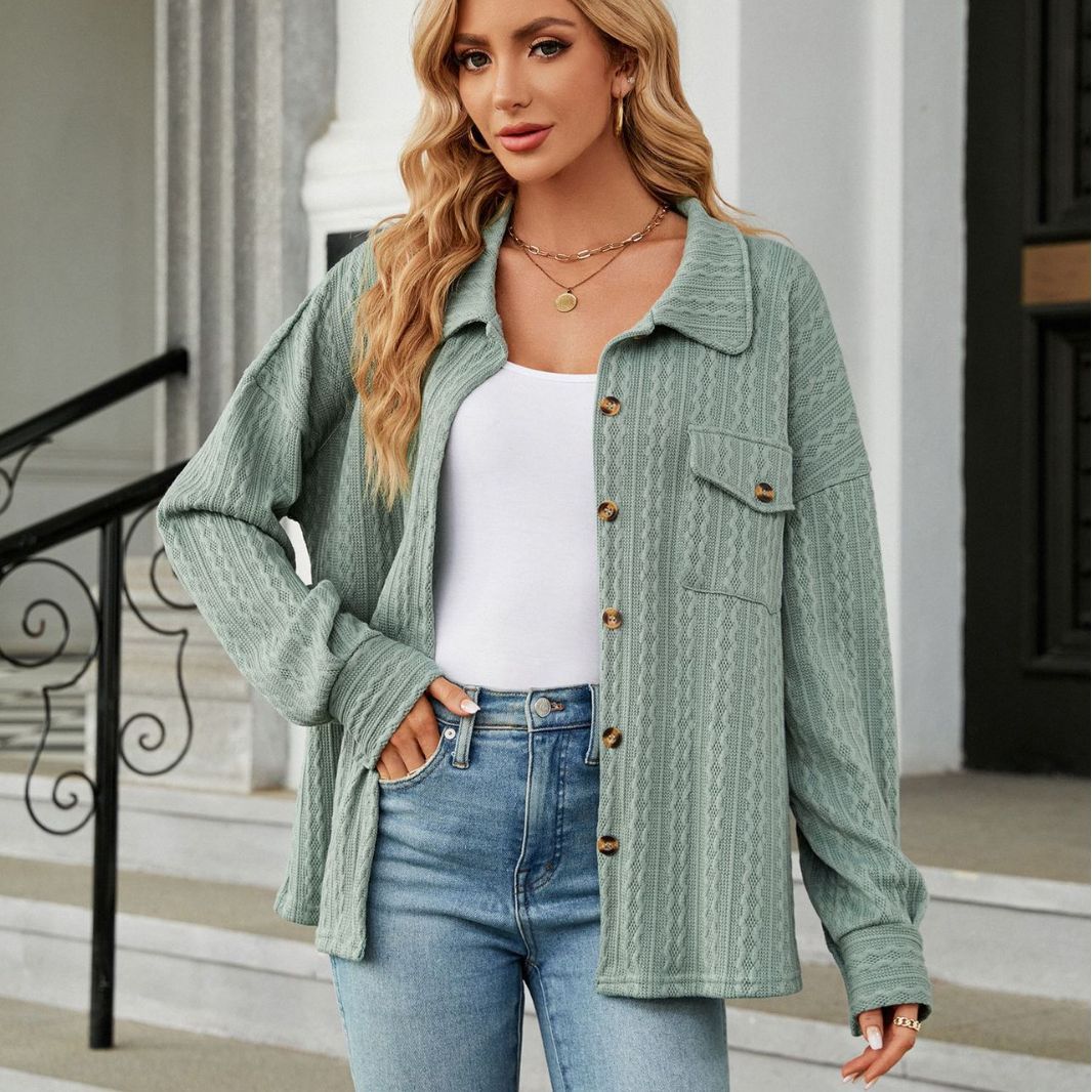 Oversized women's jacket shirt with textured pattern Lune London