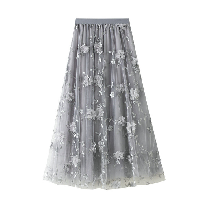 Jupon en tulle pour femmes avec des détails de broderie florale et une taille élastique Chic & Stil
