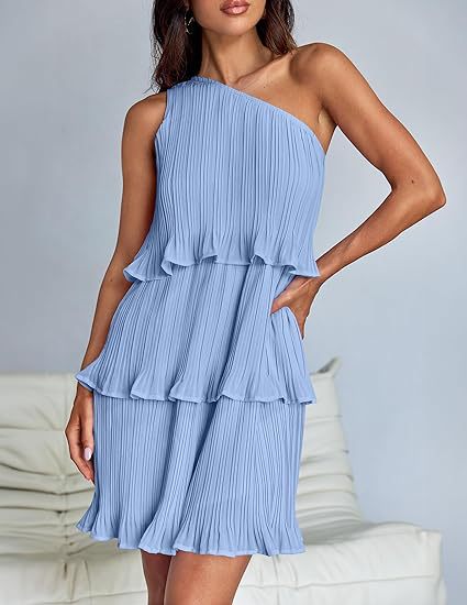 Asymmetrical ruffle dress for women with ruffle details Lune London