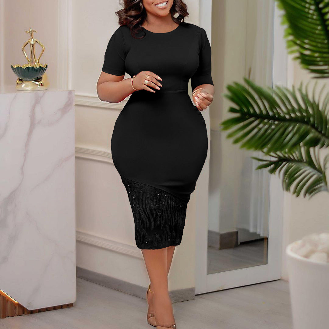 Fitted cocktail dress for women with lace detail Lune London